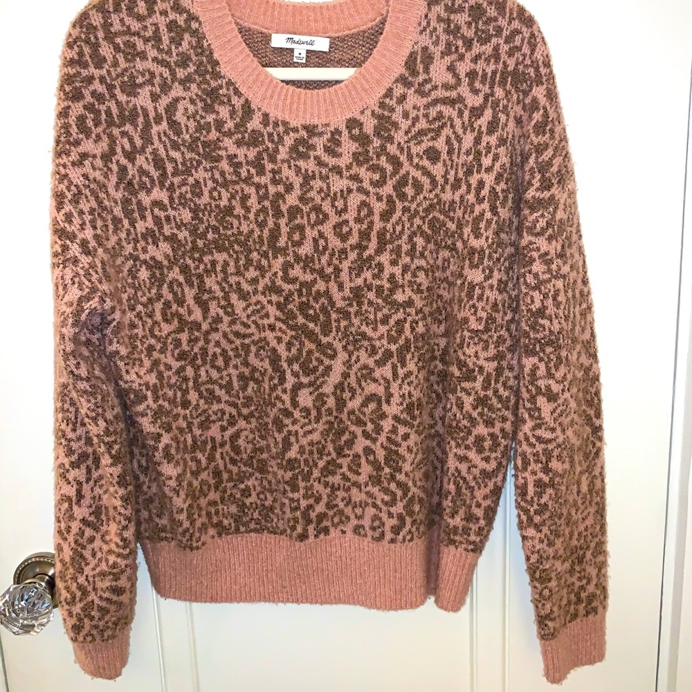 Madewell Leopard Print Shrunken Pullover Sweater